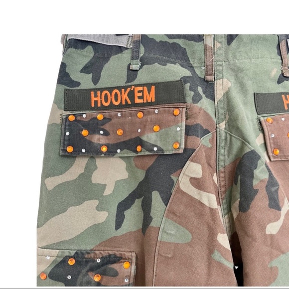 "HOOK 'EM HORNS" Bejeweled Army Fatigue Pants with Swarovski Crystal UT. - Picture 7 of 8